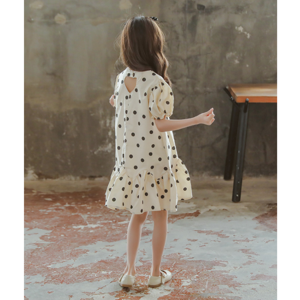 Girls Summer Girls' Dot Print Bubble Sleeve Princess Skirt Toddler Girls Wholesale