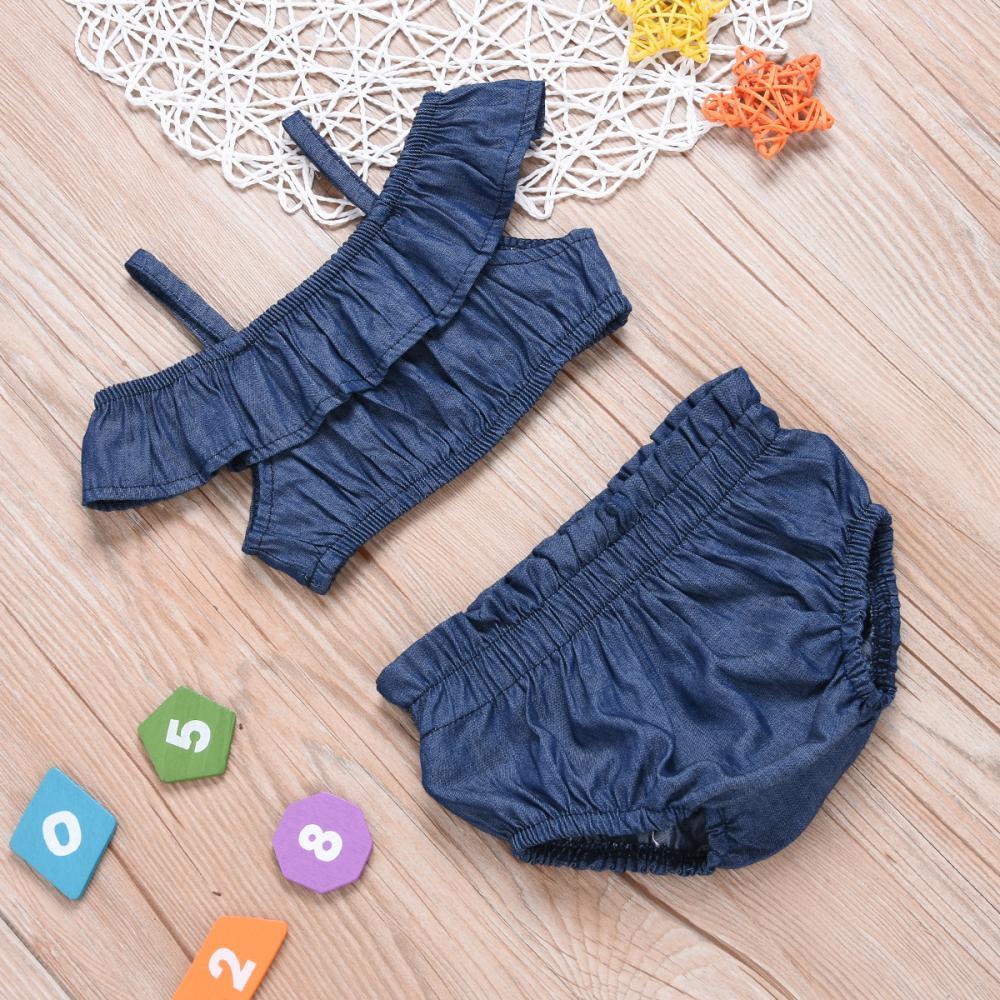 Girls Summer Girls' Denim Suspender Top & Denim Shorts Girls Clothes Wholesale