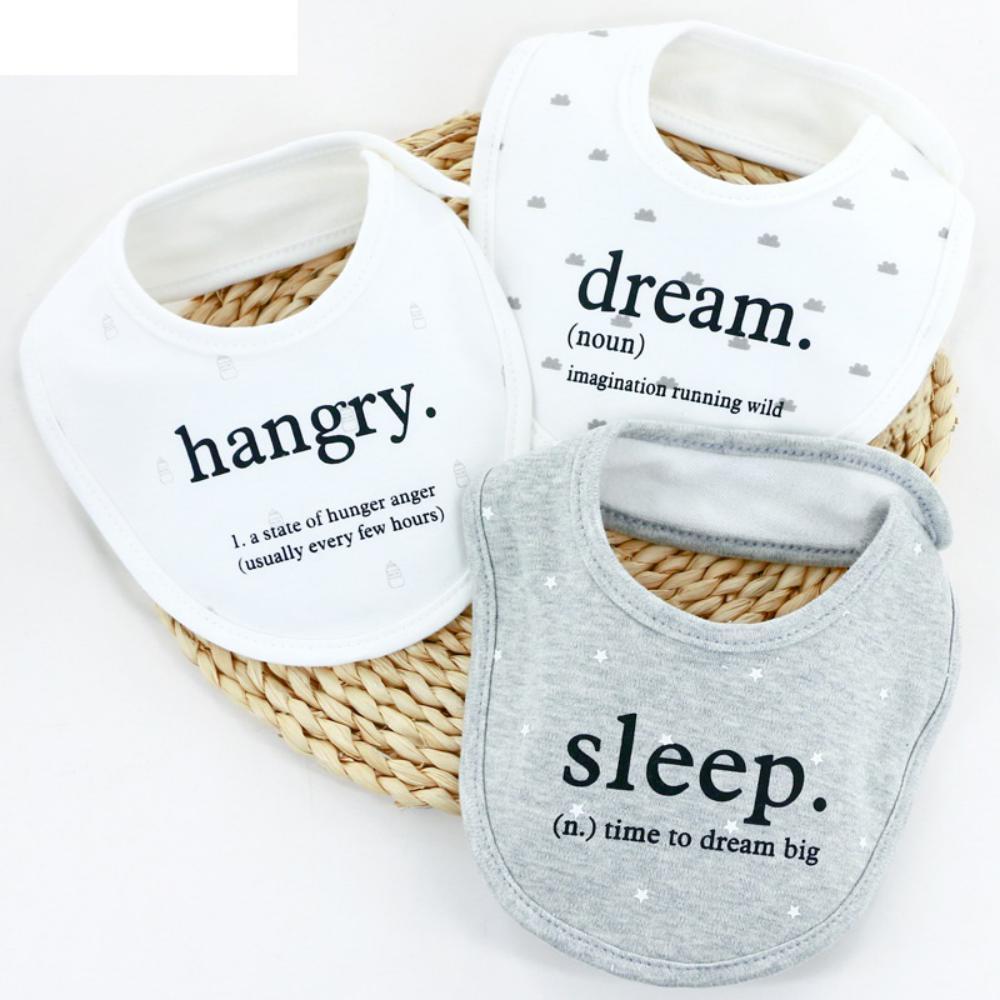 Three Piece Cartoon Printed Bib Set Wholesale Baby Boutique Items