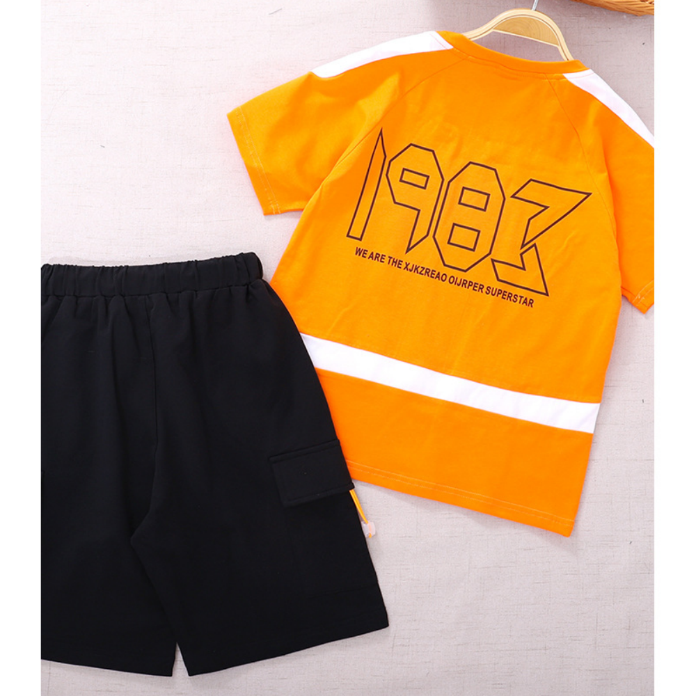 Boys Summer Boys' Letter Print Crew Neck Short Sleeve T-Shirt & Shorts Little Boys Wholesale Clothing