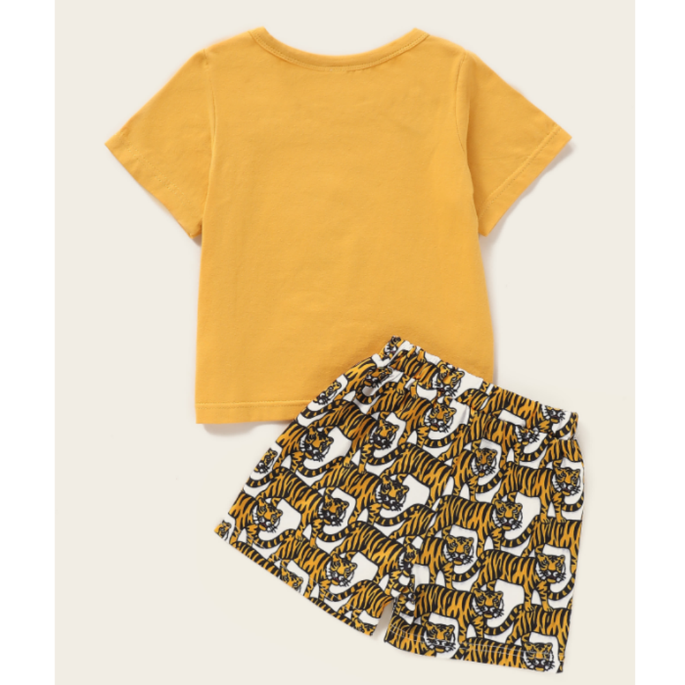 Boys Summer Boys' Animal Print Crew Neck Short Sleeve T-Shirt & Shorts Wholesale Boy Clothes
