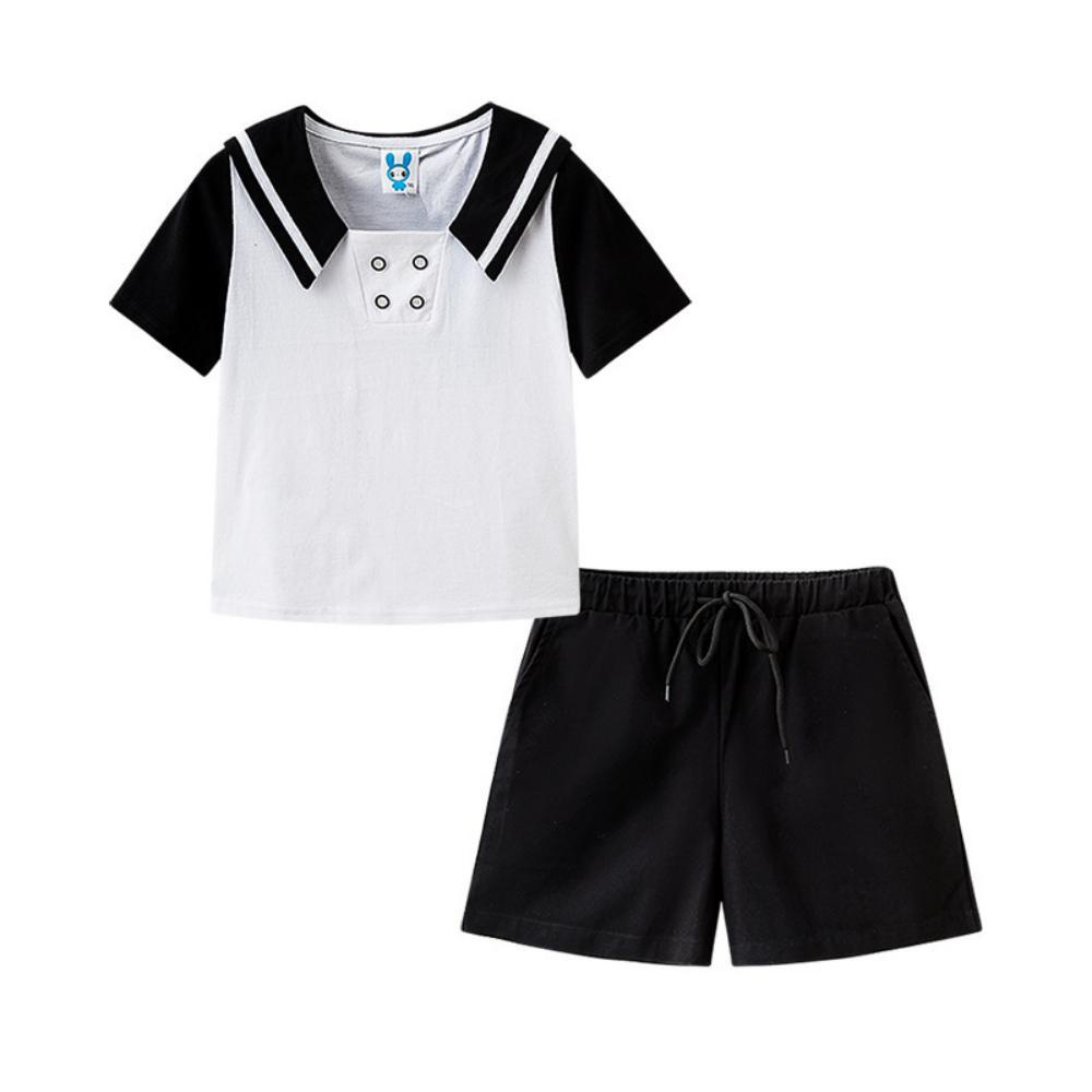 Girls Summer Girls College Solid Short Sleeve Top & Shorts Girls Clothing Wholesalers