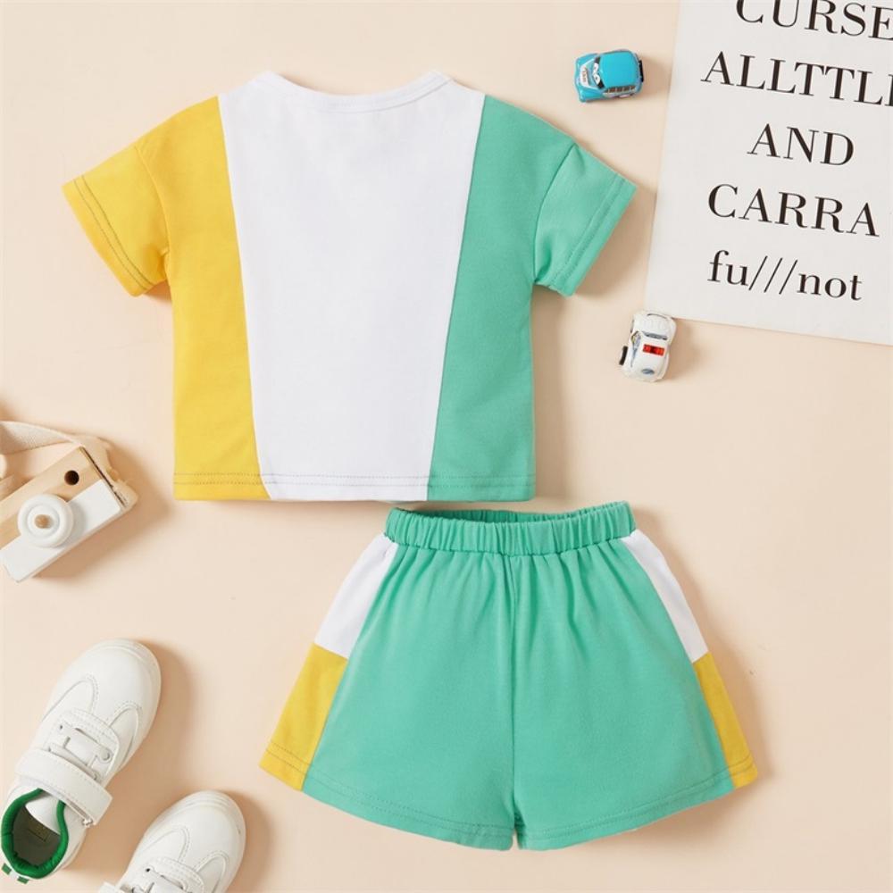 Boys Summer Baby Boys' Color Matching Round Neck Short Sleeve Top & Shorts Wholesale Clothing Baby