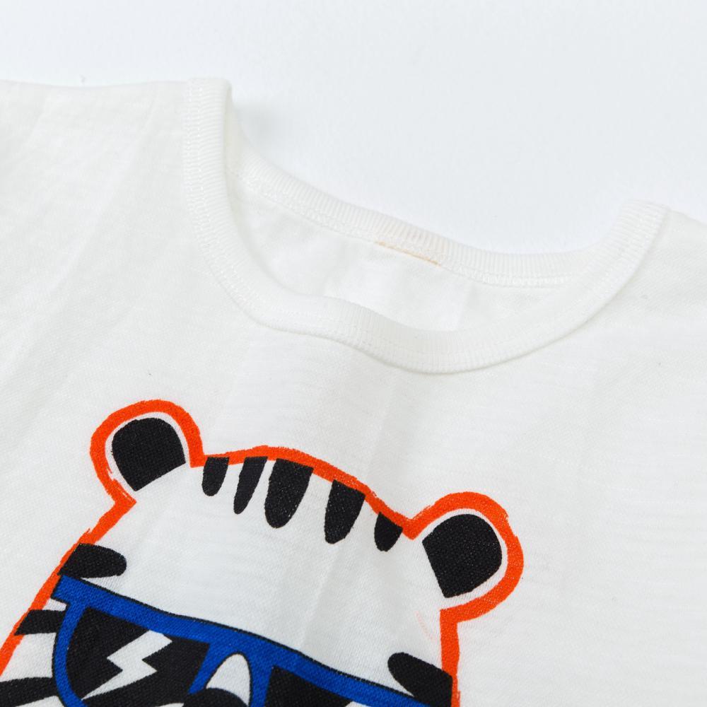 Boys Summer Boys' Letter Tiger Print Solid Round Neck Short Sleeve T-Shirt & Pants Wholesale Toddler Boy Clothing