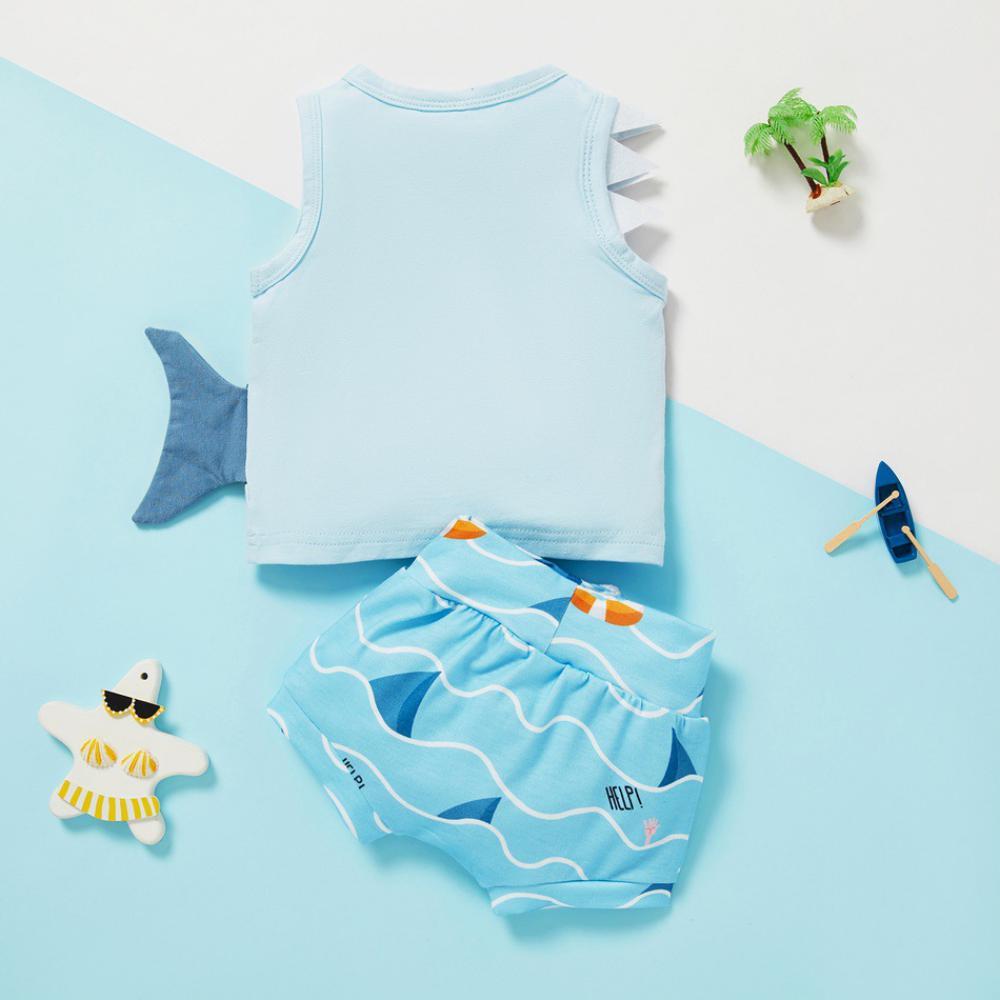 Boys Summer Baby Boy Shark Print Sleeveless Vest & Shorts Buy Baby Clothes Wholesale