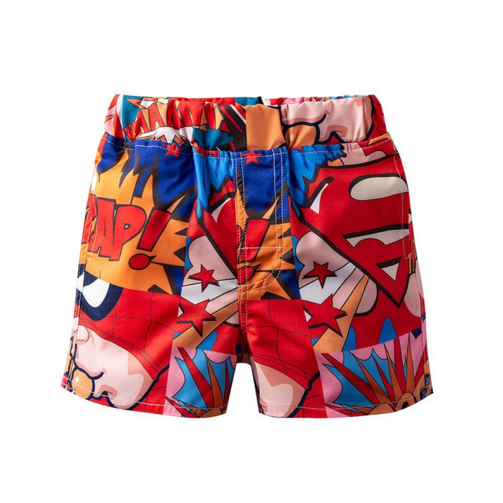 Boys Summer Boys' Cartoon Print Lapel Short Sleeve Shirt & Shorts Boy Wholesale Clothing