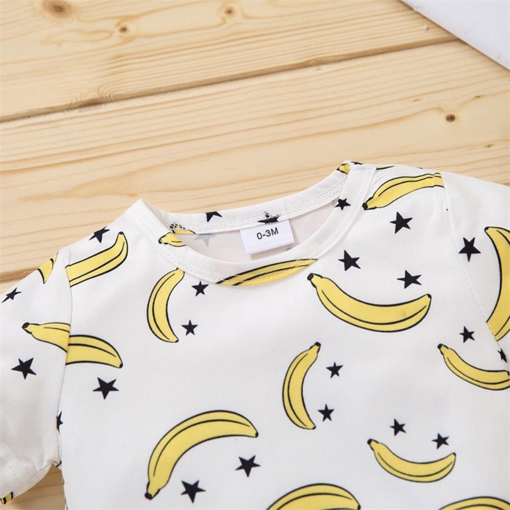 Boys SummerBaby Boy Banana Print Short Sleeve Jumpsuit Baby Boys Clothing Wholesale