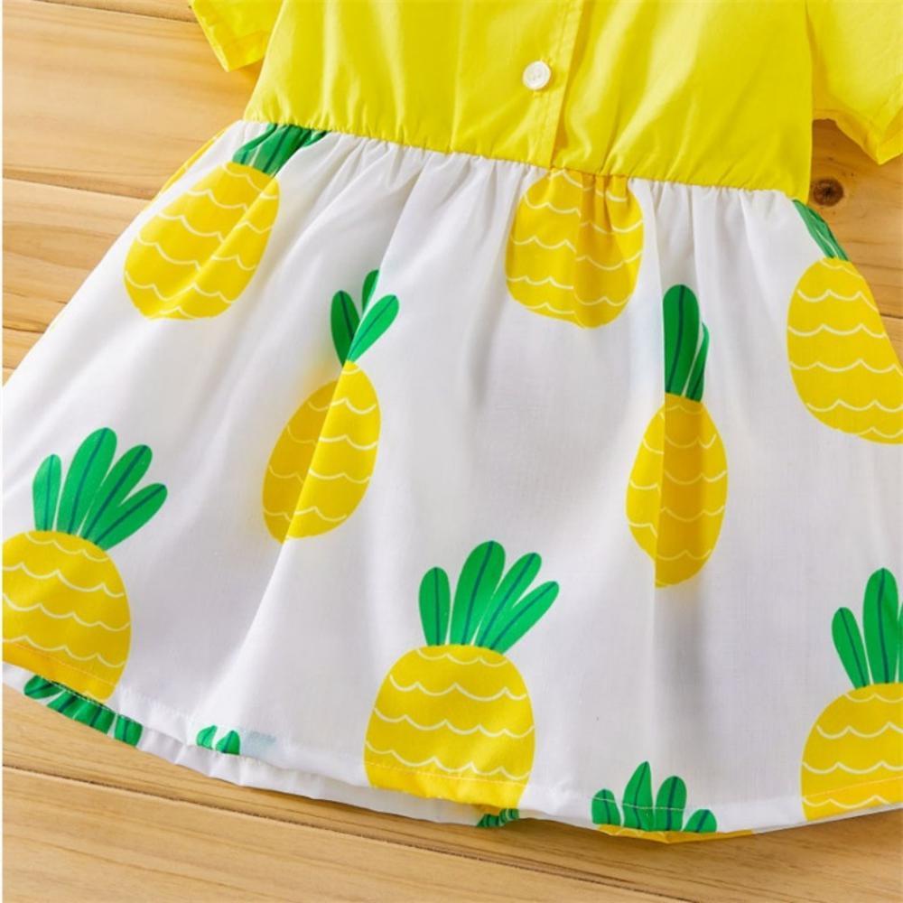 Girls Summer Girls' Solid Pineapple Print Skirt & Bow Wholesale Girl Boutique Clothing
