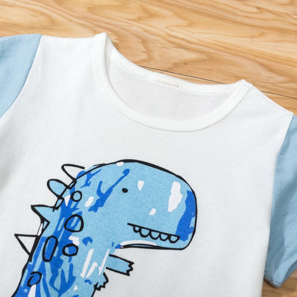 Bosy Summer Boys' Dinosaur print crew neck short sleeve T-shirt & Shorts Boys Wholesale Clothing