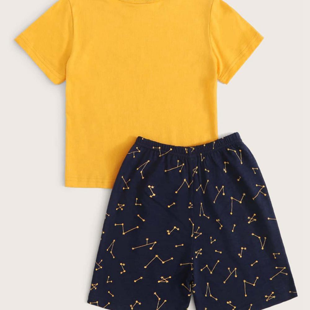 Boys Summer Boys' Animal Letters Printed Round Neck Short Sleeve T-Shirt & Shorts Boy Clothing Wholesale