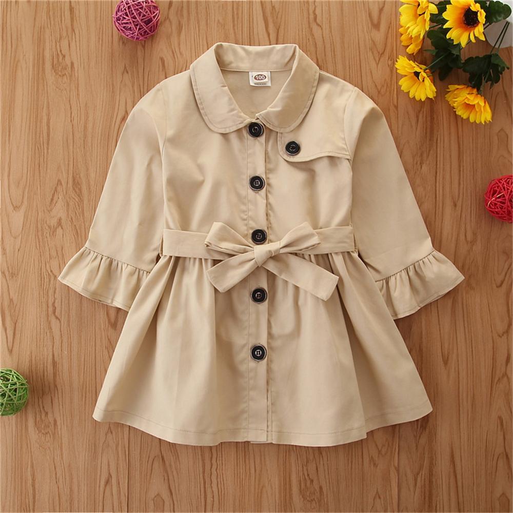 Girls Button Lapel Long Sleeve Solid Coat Daddys Girl Baby Outfit Wholesale