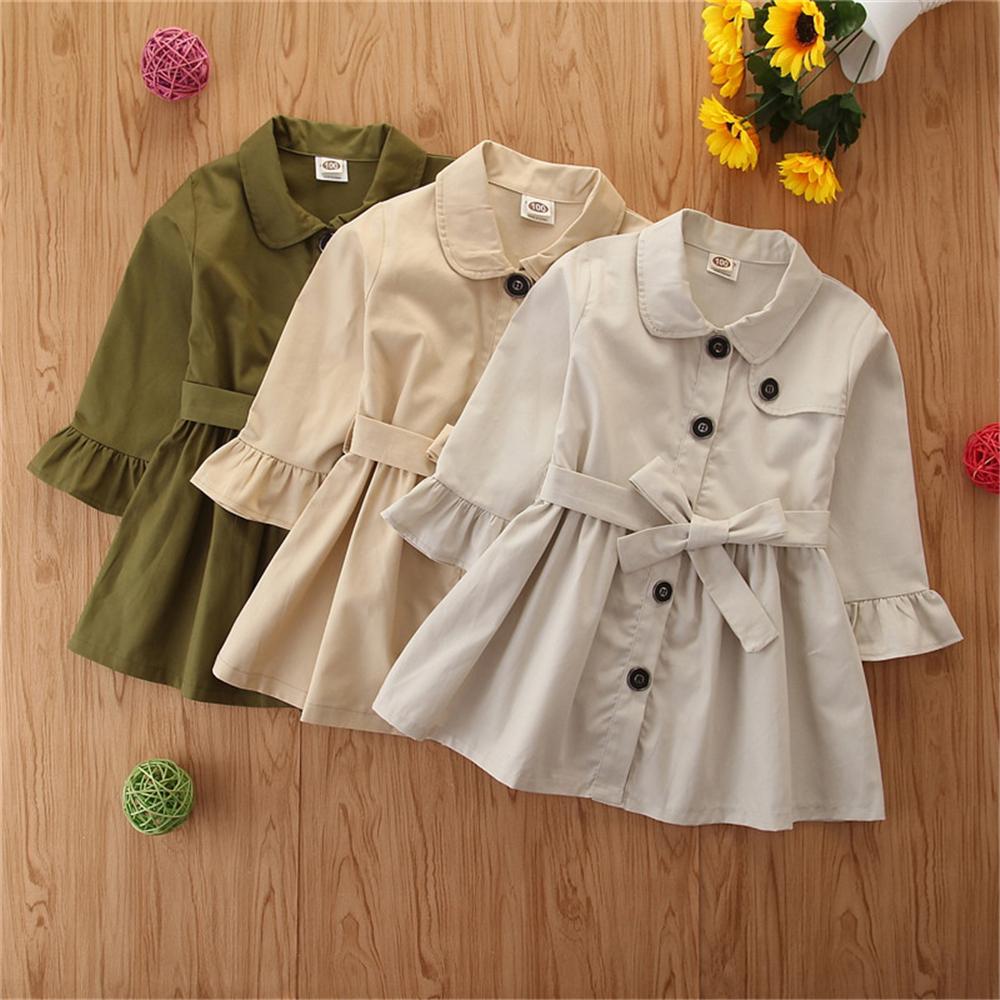 Girls Button Lapel Long Sleeve Solid Coat Daddys Girl Baby Outfit Wholesale